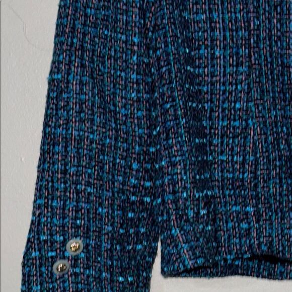 Appleseed’s Blue Textured Tweed Blazer with Notched Lapels - Picture 9 of 13